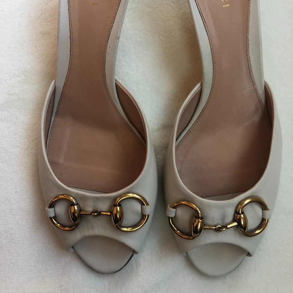 Gucci Ivory Kitten-Heeled Slip-Ons